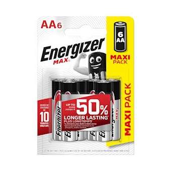 Pile Max AA x 6 sans risque pour vos appareils avec la garantie 0 coulure|Energizer france-RSN426861