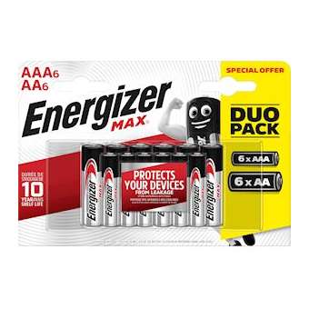 Pile Max AAx6 + AAAx6 sans risque pour vos appareils avec la garantie 0 coulure|Energizer france-RSN426847