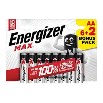 Pile Max AA x 6+2 sans risque pour vos appareils avec la garantie 0 coulure|Energizer france-RSN437751