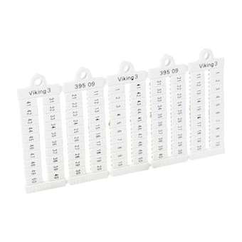 Plaque repères à lecture horiz bloc de jonct Viking3 pas 5mm - chiffres 1-50|Legrand-LEG039509