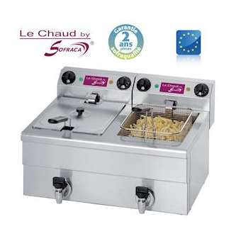 Friteuse de table avec robinet de vidange - 2 x 10 litres|Sofraca-SFCACFE102N