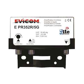 Préamplificateur UHF LTE-5G 2 entrées UHF 30 dB réglable + couplage VHF|Evicom-EVCEPR352R5G