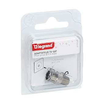 Adaptateur télévision de fiche D9,52mm femelle à typeF femelle|Legrand-LEG091049