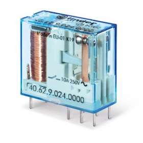 Relais circuit imprimé 2RT 10A 24V DC sensible, AgSnO2|Finder-FID406270244000PAC