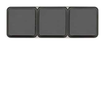 cubyko Prise triple horizontale 2P+T saillie gris IP55|Hager-HAGWNC123