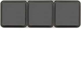cubyko Prise triple horizontale 2P+T saillie gris IP55|Hager-HAGWNC123