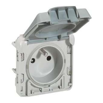 Prise étanche 2P+T standard franco-belge Plexo composable gris - 16A - 250V~|Legrand-LEG069555