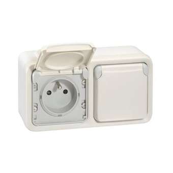 Double prise de courant étanche avec terre Plexo saillie horizontal - blanc|Legrand-LEG069919
