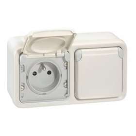 Double prise de courant étanche avec terre Plexo saillie horizontal - blanc|Legrand-LEG069919