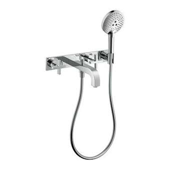 Set finition mél bain/douche 3 trous encastré avec plaque chromé|Hansgrohe-HA339441000