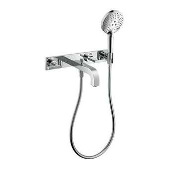 Set de finition mél bain/douche 3 trous encastré avec plaque chromé|Hansgrohe-HA339442000