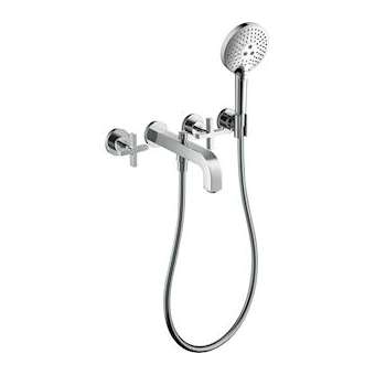 Set finition mél bain/douche 3 trous enc poignées croisillons avec rosaces chr|Hansgrohe-HA339447000