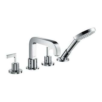 Set fin mél 4 trous montage bord baignoire, av poignées manettes et rosaces chr|Hansgrohe-HA339446000