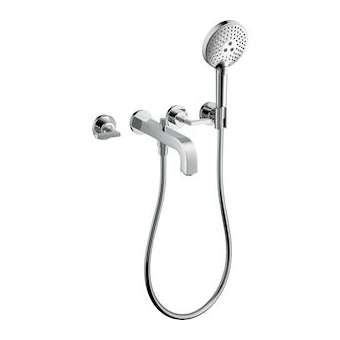 Set finition mél bain/douche 3 trous encastré Poignées manettes avec rosaces chr|Hansgrohe-HA339448000