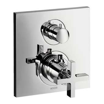 Set finition therm encastré av robinet d'arrêt/inverseur poignée croisillon chr|Hansgrohe-HA339725000