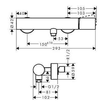 Mitigeur douche, poignée zéro chromé brossé|Hansgrohe-HA345600260