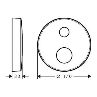 Rosace ronde 33mm pour rob. encastrée 2 trous, position 0-1, nickel poli|Hansgrohe-HA314963830