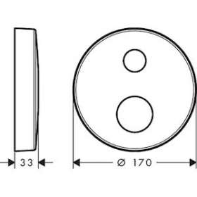 Rosace ronde 33mm pour rob. encastrée 2 trous, position 0-1, nickel poli|Hansgrohe-HA314963830