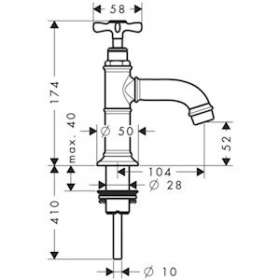 Robinet lave-mains eau froide sans tirette ni vidage laiton poli|Hansgrohe-HA316530930