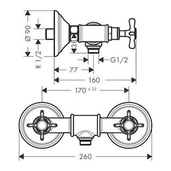 Mélangeur douche laiton poli|Hansgrohe-HA316560930