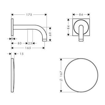 Mitigeur de lavabo électronique encastré mural, bec 165 mm chromé poli|Hansgrohe-HA338119020