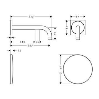 Mitigeur de lavabo électronique encastré mural, bec 225 mm chromé poli|Hansgrohe-HA338120020