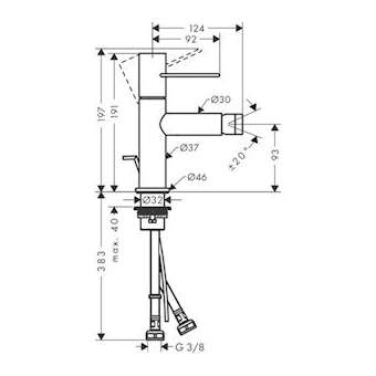 Mitigeur bidet, poignée étrier avec tirette et vidage chromé brossé|Hansgrohe-HA338211260