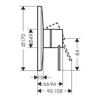 Set de finition pour mitigeur douche encastré, poignée étrier bronze poli|Hansgrohe-HA338626130