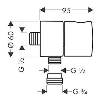 Fixfit Stop Coude de raccordement avec robinet d'arrêt intégré chromé brossé|Hansgrohe-HA338882260