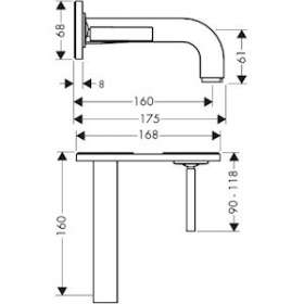Mitigeur lavabo encastré av plaque et bec 165mm, bonde écoul. libre chromé poli|Hansgrohe-HA339112020