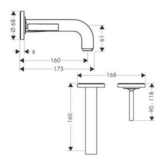 Mitigeur lavabo encastré avec rosaces, bonde à écoulement libre chromé poli|Hansgrohe-HA339113020