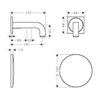 Mitigeur de lavabo électronique encastré mural, bec 160 mm nickel poli|Hansgrohe-HA339117830