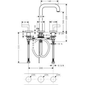 Mél lav. 170 3 trous poignées Manettes bec 140mm av tirette et vidage chr poli|Hansgrohe-HA339135020