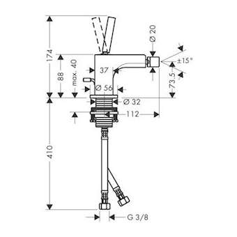 Mitigeur bidet 90 avec tirette et vidage chromé poli|Hansgrohe-HA339210020