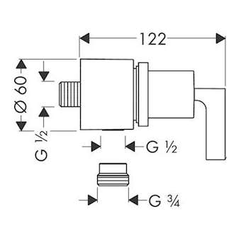 ixfit Stop Coude avec robinet d'arrêt intégré, poignée manette chromé poli|Hansgrohe-HA339882020