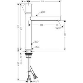 Mitigeur lavabo 200, poignée zéro, bonde à écoulement libre chromé brossé|Hansgrohe-HA345003260