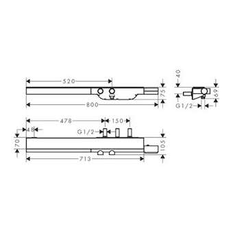 Mitigeur thermostatique douche 800 avec 2 sorties chromé brossé|Hansgrohe-HA345440260