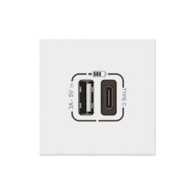 Chargeur USB Type-A + USB Type-C 3A 15W Mosaic Link 230V - 2 modules blanc|Legrand-LEG077570L