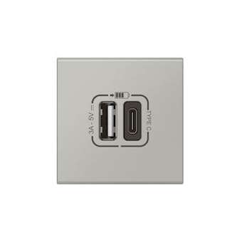 Chargeur USB Type-A + USB Type-C 3A 15W Mosaic Link 230V - 2 modules noir alu|Legrand-LEG079293L