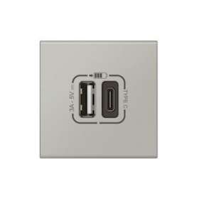 Chargeur USB Type-A + USB Type-C 3A 15W Mosaic Link 230V - 2 modules noir alu|Legrand-LEG079293L