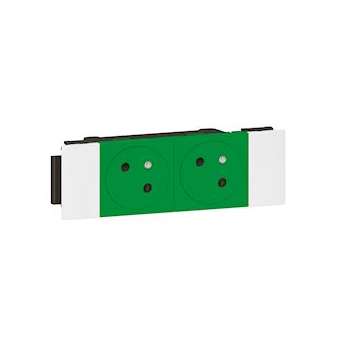 Prise 2x2P+T Surface Mosaic Soluclip goulotte clippage direct 4 modules - vert|Legrand-LEG077192L