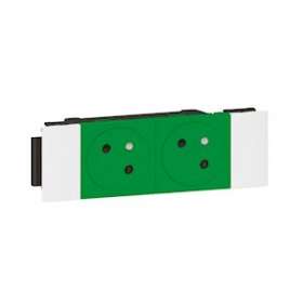 Prise 2x2P+T Surface Mosaic Soluclip goulotte clippage direct 4 modules - vert|Legrand-LEG077192L