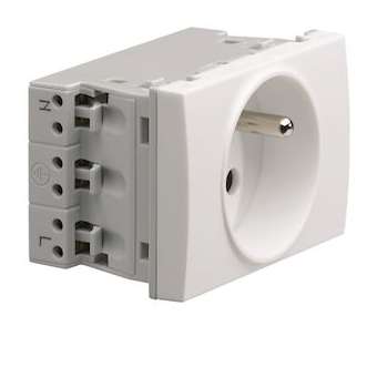 Systo prise de courant spécial goulotte 2P+T 16A 250V 2 modules Blanc|Hager-HAGWS121