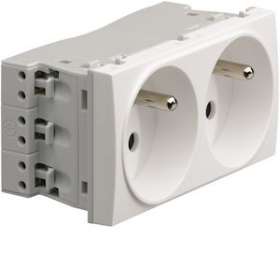 Systo prise de courant double spécial goulotte 2P+T 16A 250V 4 modules Blanc|Hager-HAGWS122