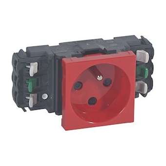 Prise 2P+T à détrompage Mosaic 2 modules pour goulottes DLP monobloc - rouge|Legrand-LEG077321