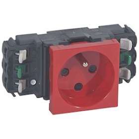 Prise 2P+T à détrompage Mosaic 2 modules pour goulottes DLP monobloc - rouge|Legrand-LEG077321