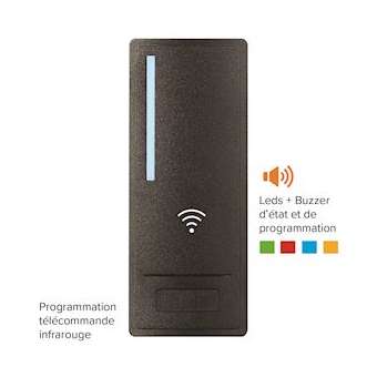 Lecteur RFID AS3 ABS IP64 13,56 MHz Mifare Cl. 12/24V DC S0 Wiegand 26 bits|-IZYAS301S0MS