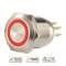 Bouton poussoir acier inox diam. 19 mm Halo rouge 12V DC Contact NO+NC (C)|-IZYSS19R12C