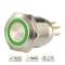Bouton poussoir acier inox diam. 19 mm Halo vert 12V DC Contact NO+NC (C)|-IZYSS19G12C