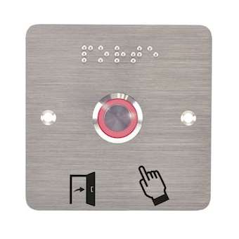 Bouton poussoir acier inox d19 mm Halo rouge 12V DC Contact NO+NC (V) + SSP201|-IZYSS19R12P201